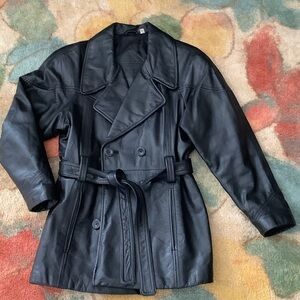 Preston & York Double-Breasted Black Leather Jacket